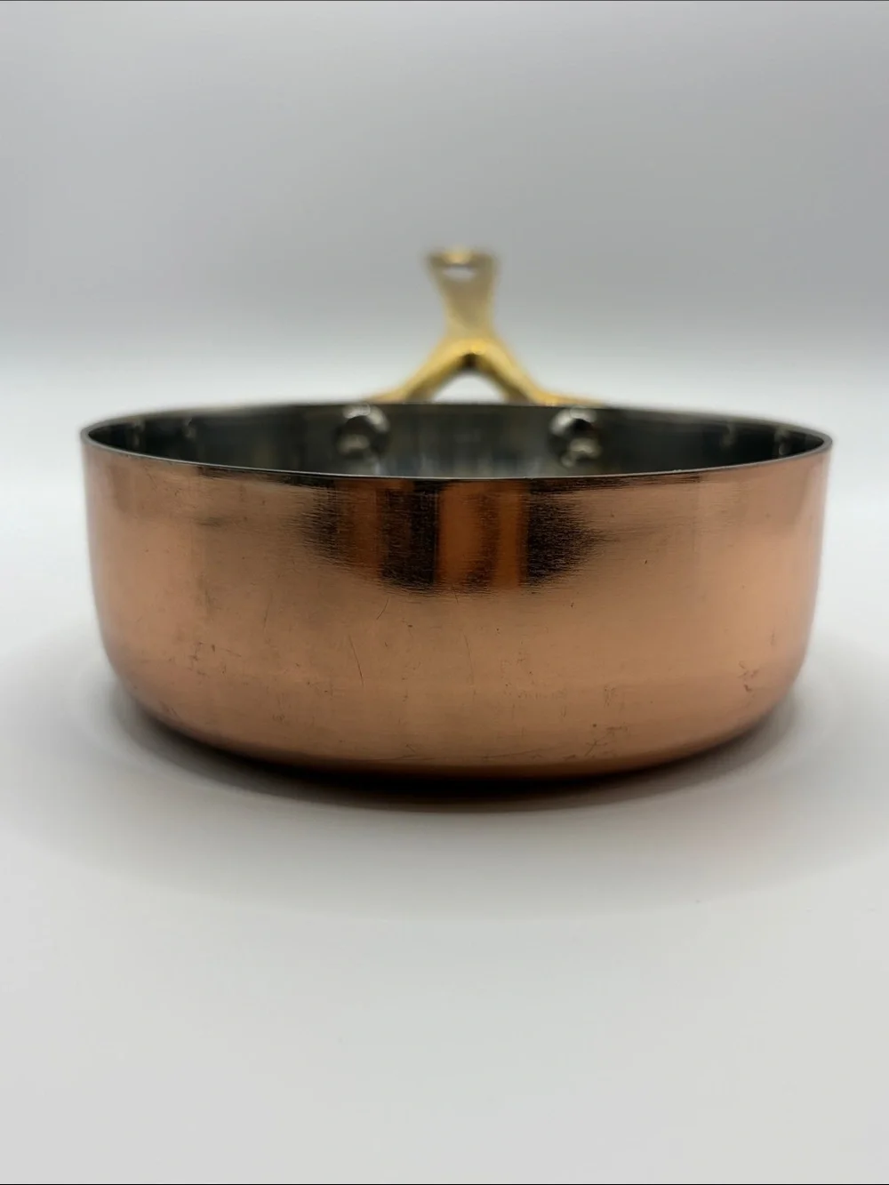 Mini Copper Sauté Pan with Brass Handle Cookware Kitchenware Farmhouse Cottage